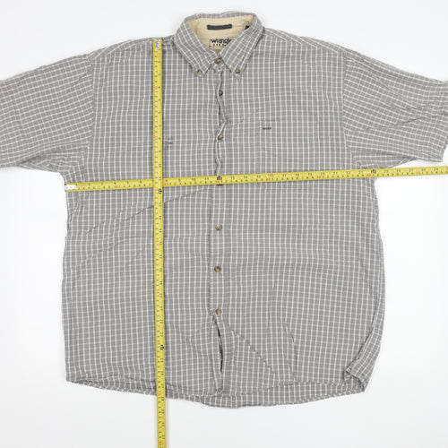 Wrangler Men's Grey Check Short Sleeve Button-Up Shirt Size L