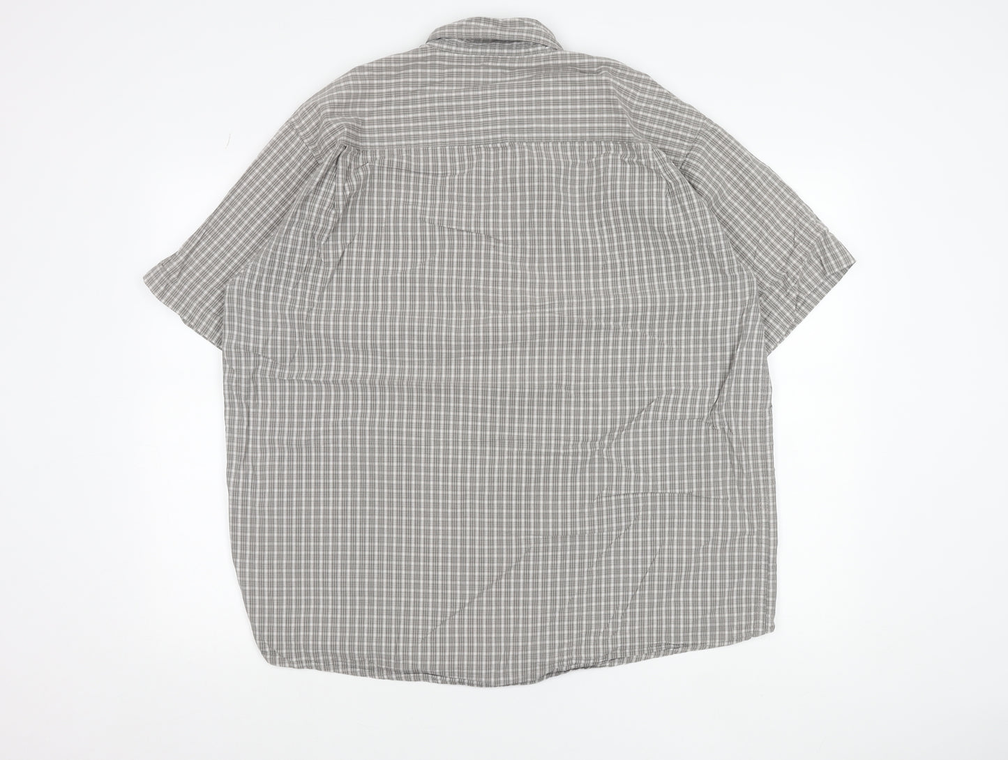 Wrangler Men's Grey Check Short Sleeve Button-Up Shirt Size L