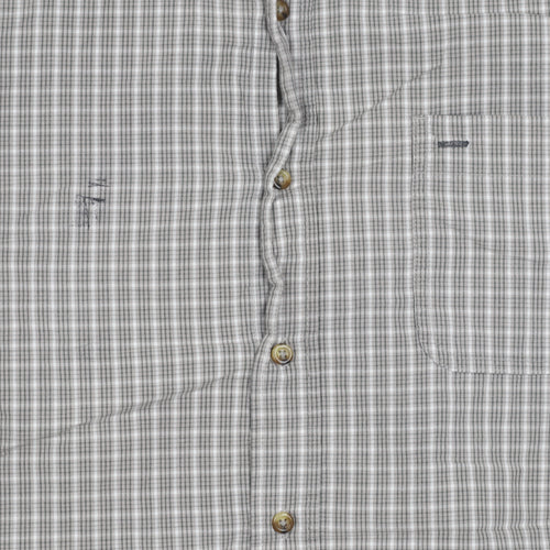 Wrangler Men's Grey Check Short Sleeve Button-Up Shirt Size L