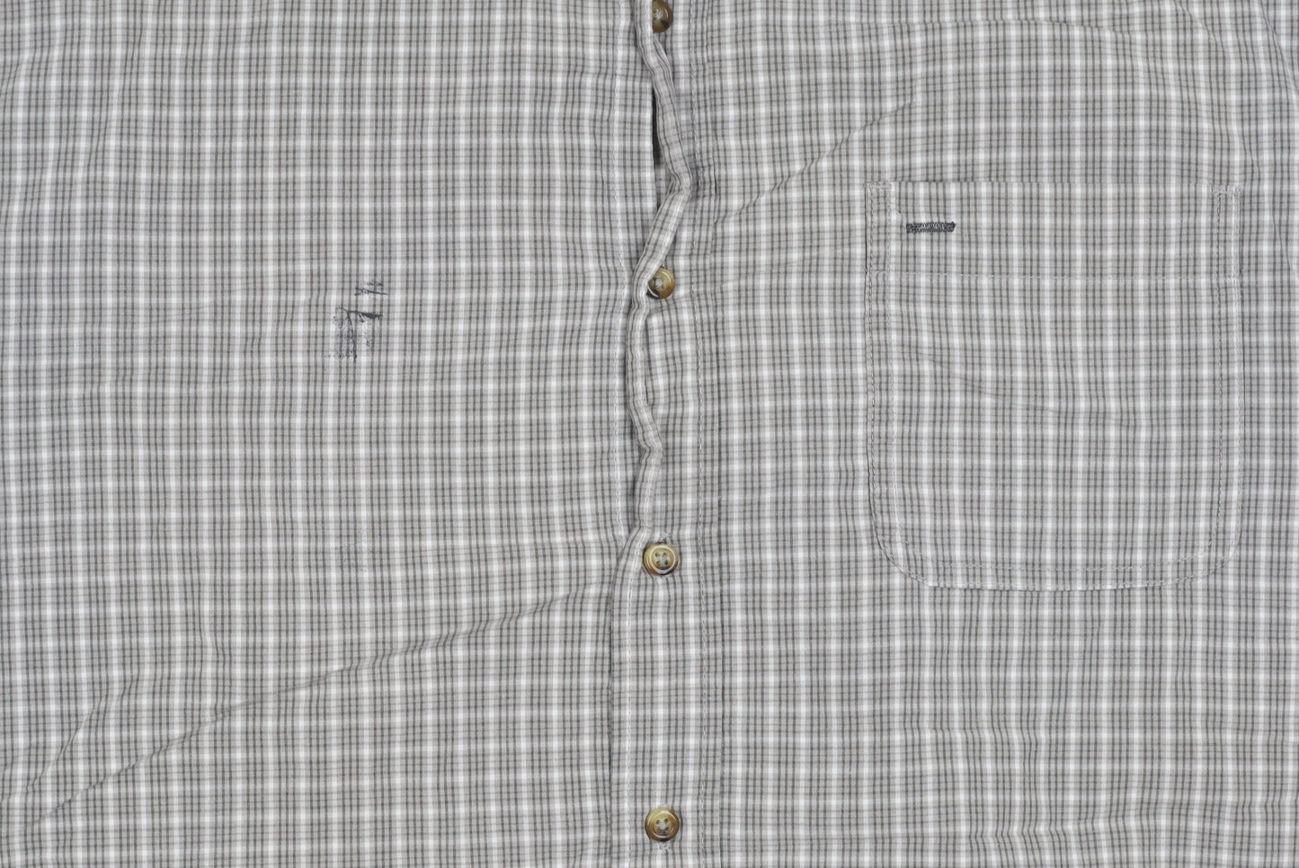 Wrangler Men's Grey Check Short Sleeve Button-Up Shirt Size L