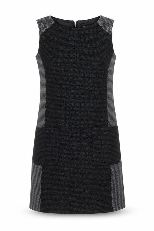 Front view of Next Women’s Black Shift Work Dress, size UK 10, Sleeveless Tailored