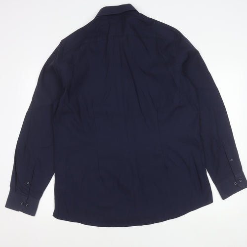 Next Men’s Navy Blue Slim Fit Long Sleeve Shirt Size 17 43cm