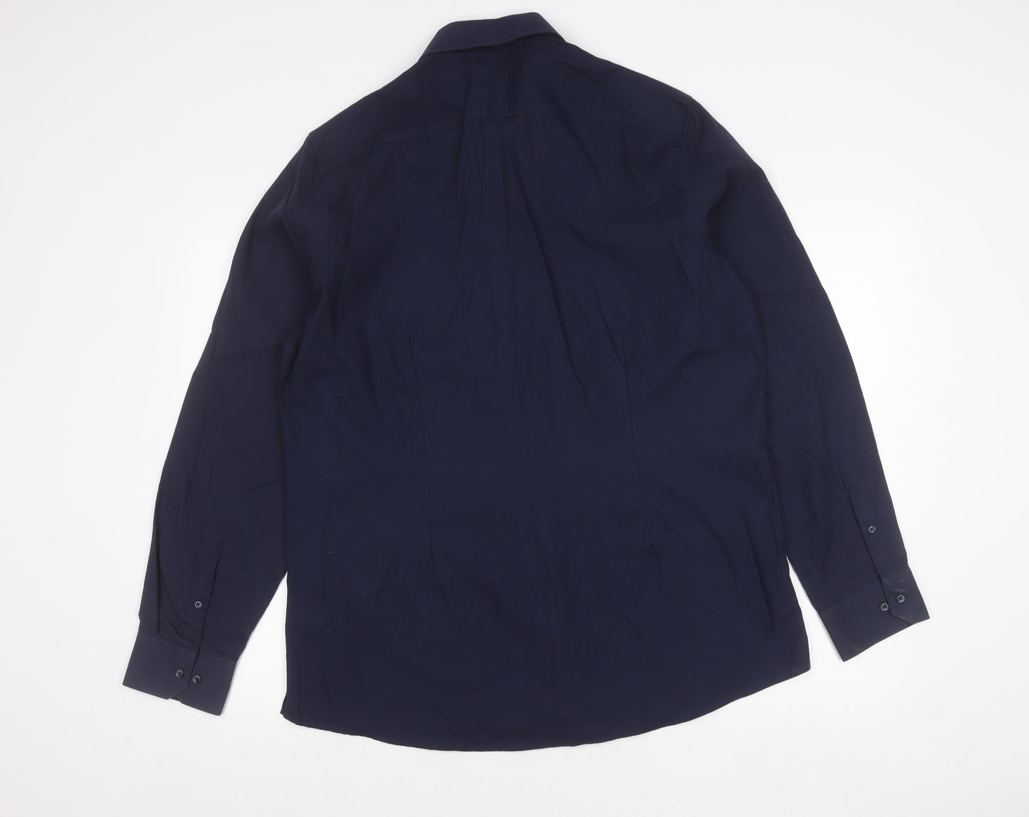 Next Men’s Navy Blue Slim Fit Long Sleeve Shirt Size 17 43cm