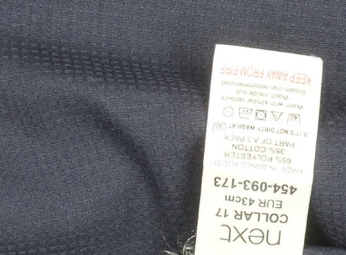 Next Men’s Navy Blue Slim Fit Long Sleeve Shirt Size 17 43cm