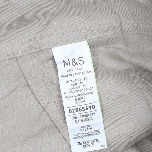 Marks and Spencer Men’s Beige Linen Blend Wide-Leg Trousers Size 20