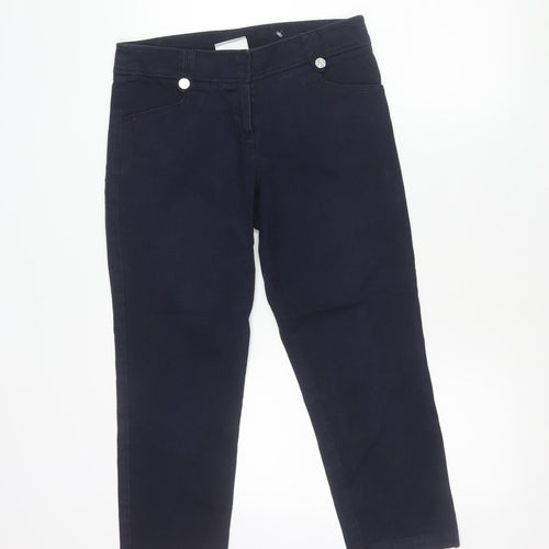 Wallis Womens Blue Chino Trousers Size 10 Slim Fit Cotton Blend