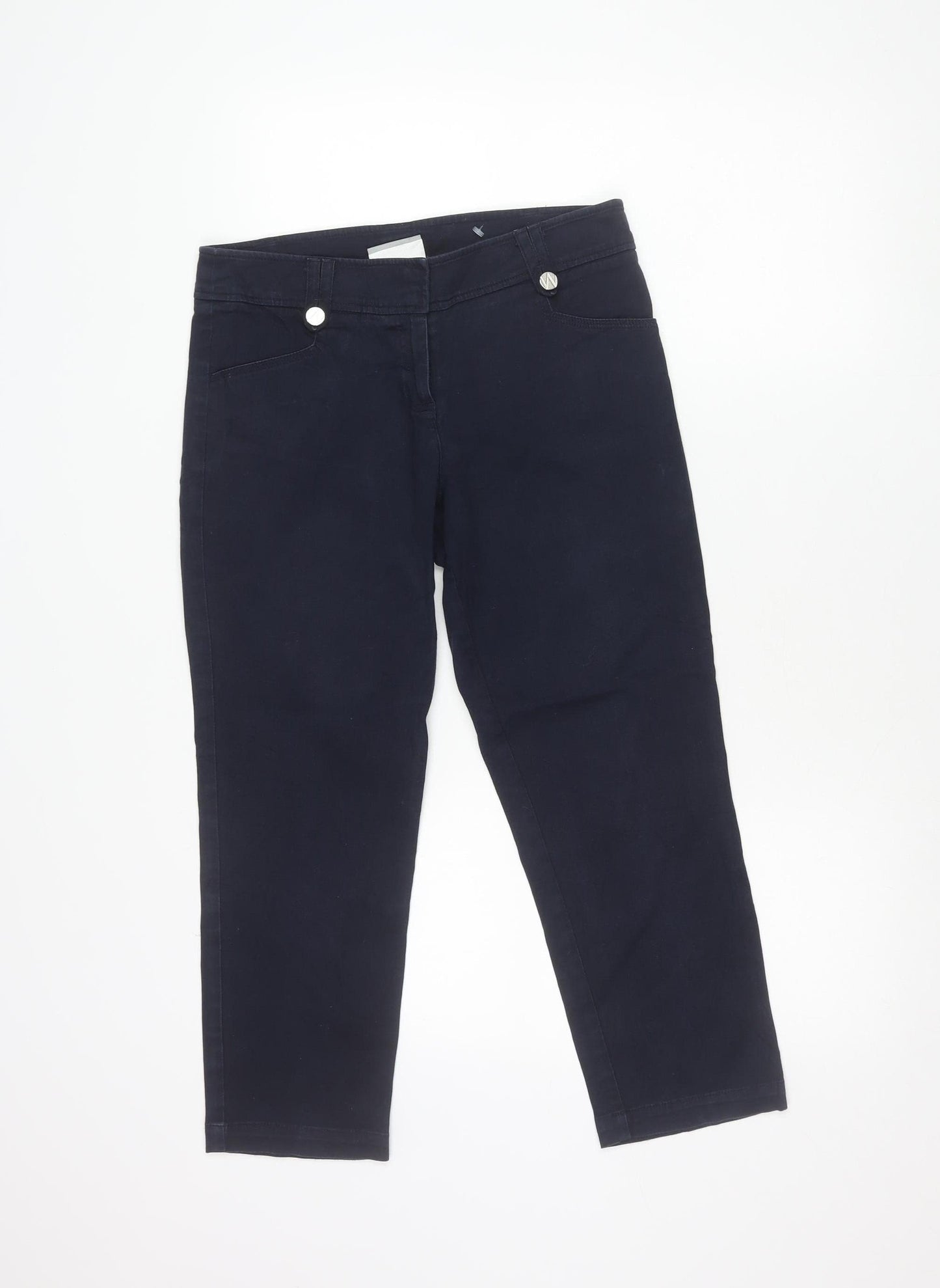 Wallis Womens Blue Chino Trousers Size 10 Slim Fit Cotton Blend