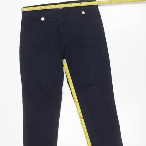 Wallis Womens Blue Chino Trousers Size 10 Slim Fit Cotton Blend