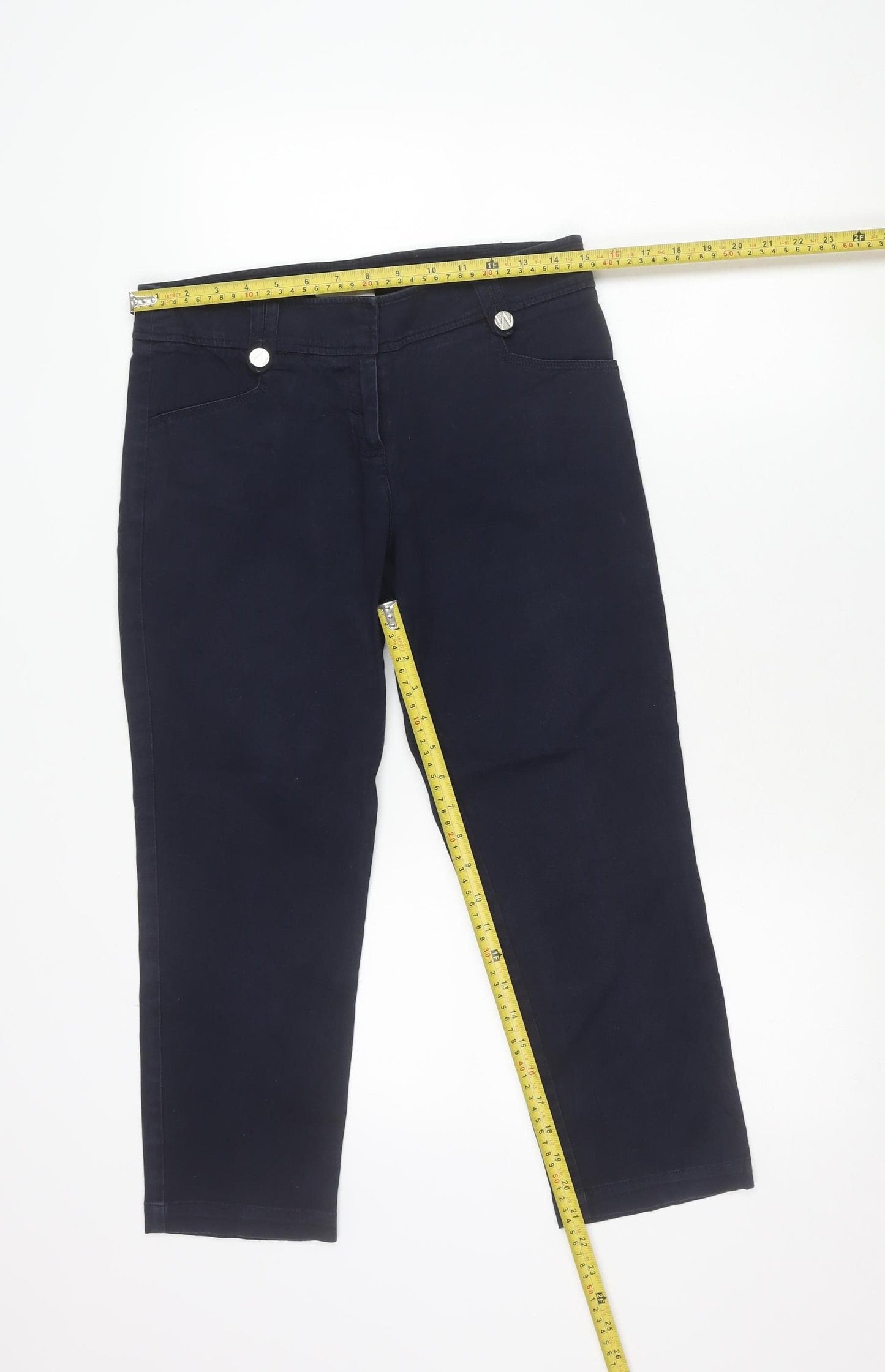 Wallis Womens Blue Chino Trousers Size 10 Slim Fit Cotton Blend