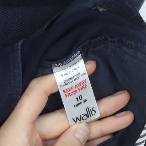 Wallis Womens Blue Chino Trousers Size 10 Slim Fit Cotton Blend