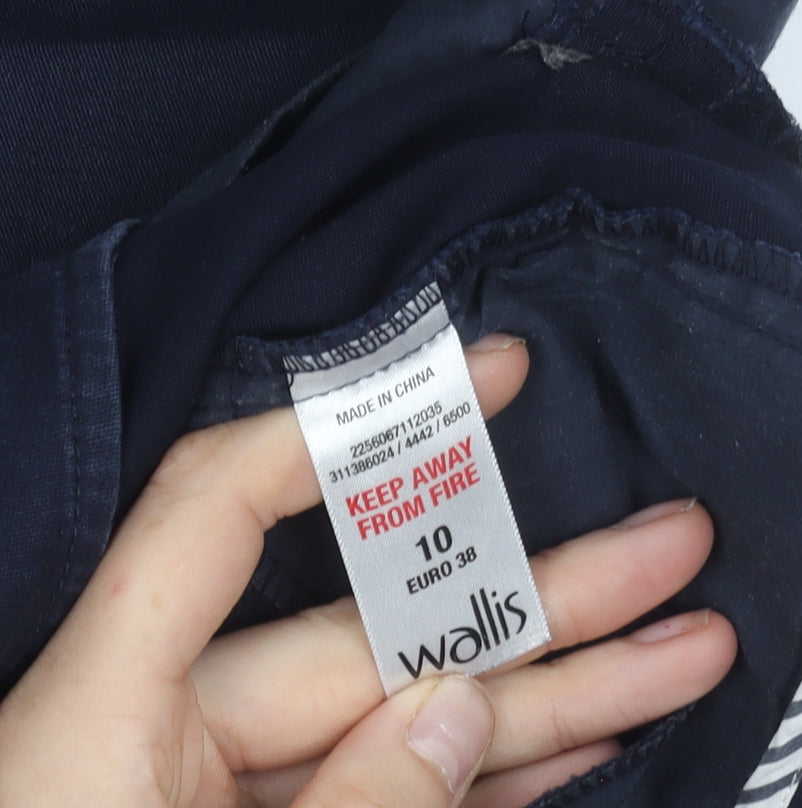 Wallis Womens Blue Chino Trousers Size 10 Slim Fit Cotton Blend