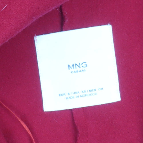 MNG Women’s Red Coatigan Size 8 Belted Long Sleeve Casual
