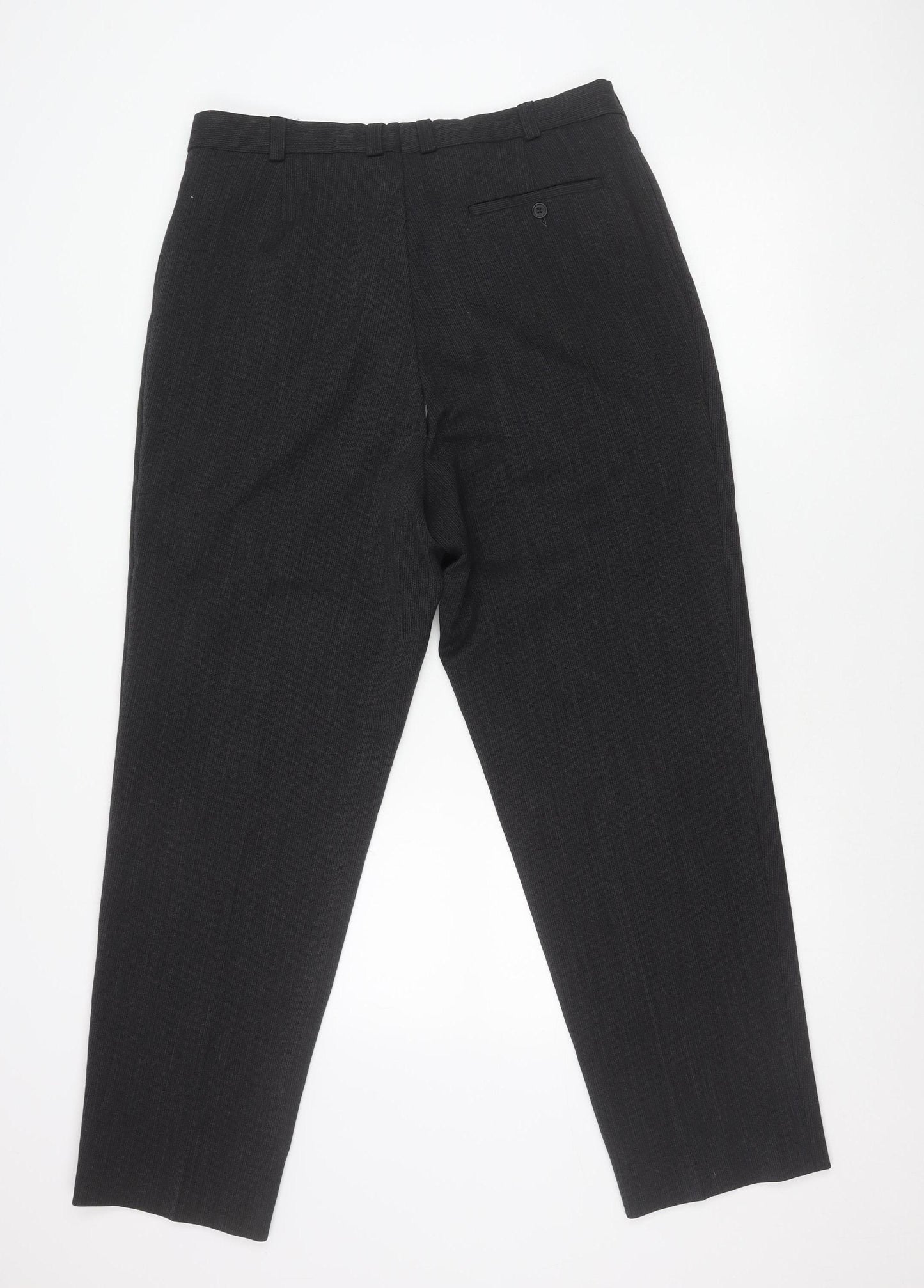 Remus Uomo Men's Black 42R Dress Trousers Wool Blend Formal Pants