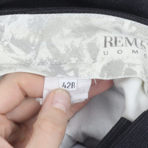 Remus Uomo Men's Black 42R Dress Trousers Wool Blend Formal Pants