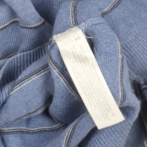 Massimo Dutti Men’s Blue Striped Cotton Cashmere Jumper 2XL