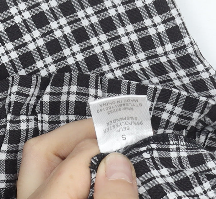 Lottie Moss Womens Black Check Casual Shorts Size S Polyester Blend