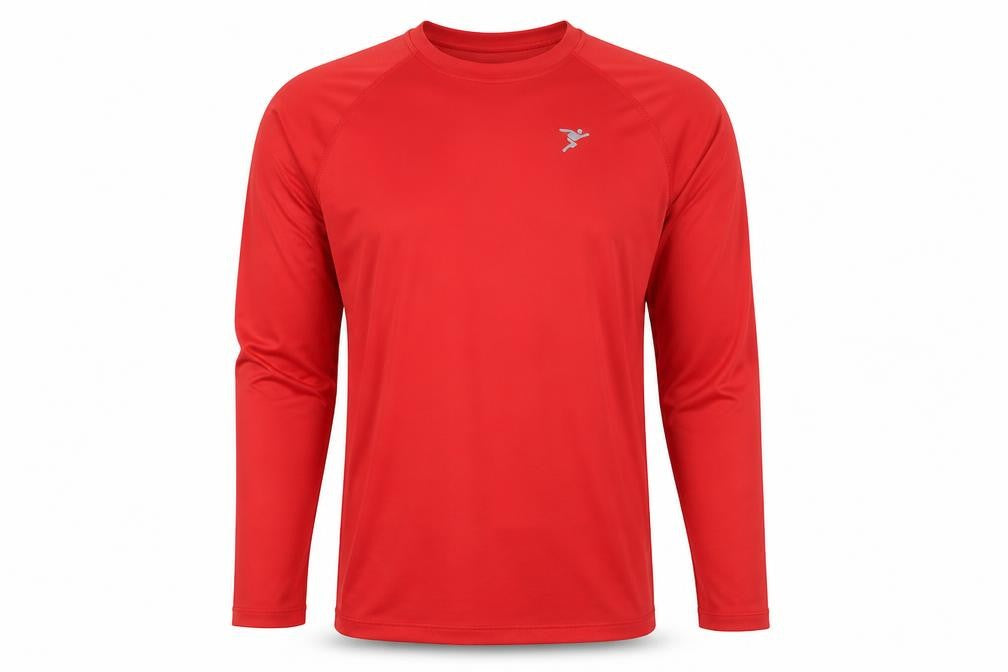 Front view of Precision Men’s Red Long Sleeve Sports Top L Polyester Elastane