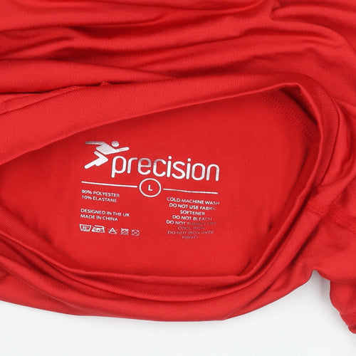 Precision Men’s Red Long Sleeve Sports Top L Polyester Elastane