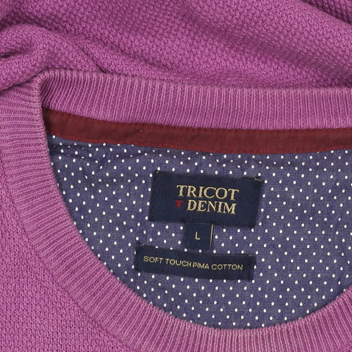 Tricot Denim Men’s Purple Cotton Crew Neck Jumper L