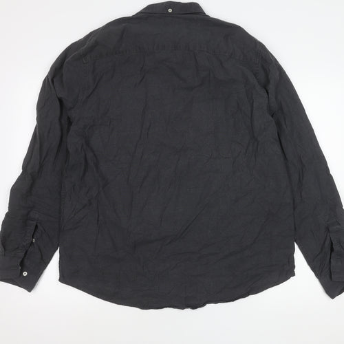 Next Men’s Black XL 45-47" Regular Fit Cotton Long Sleeve Button-Up Shirt