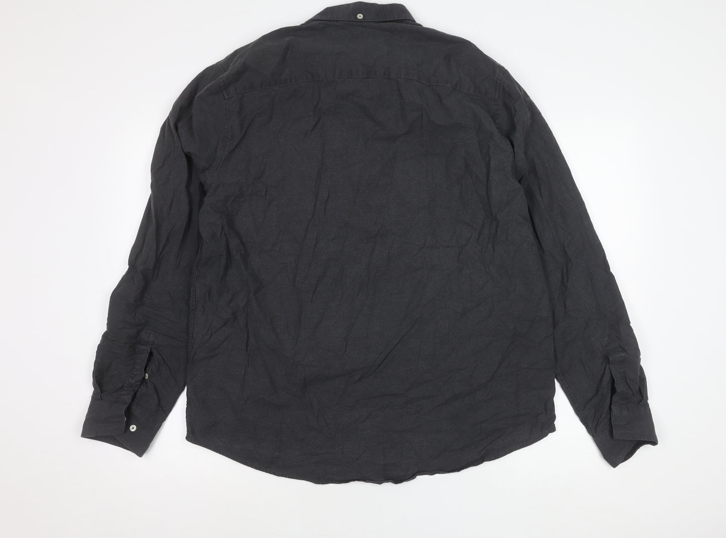 Next Men’s Black XL 45-47" Regular Fit Cotton Long Sleeve Button-Up Shirt