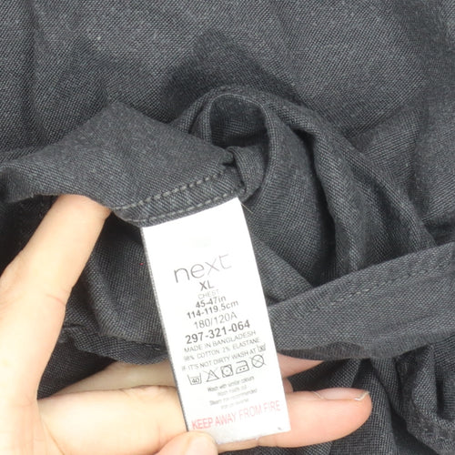 Next Men’s Black XL 45-47" Regular Fit Cotton Long Sleeve Button-Up Shirt