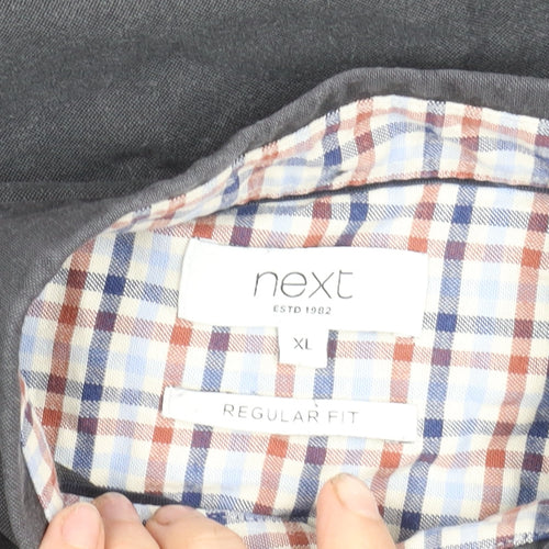 Next Men’s Black XL 45-47" Regular Fit Cotton Long Sleeve Button-Up Shirt