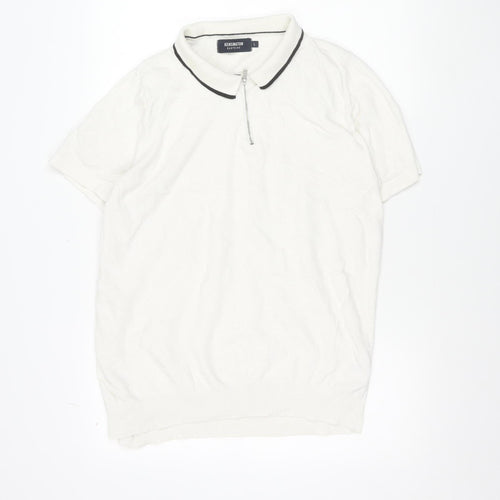 Kensington Eastside Men’s White Cotton Polo Shirt L 1/4 Zip
