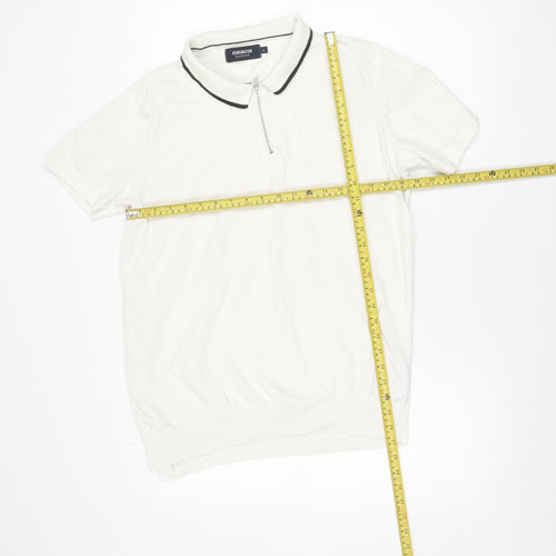 Kensington Eastside Men’s White Cotton Polo Shirt L 1/4 Zip