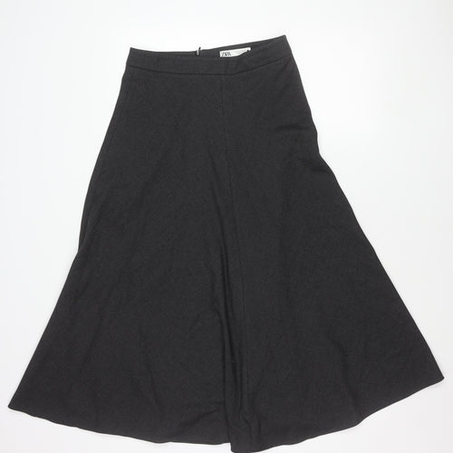 Zara Women Black A-Line Skirt Size 12 Knee Length Workwear