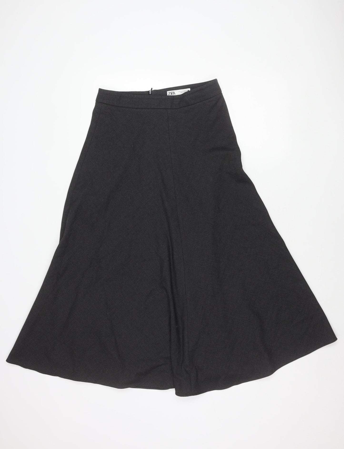Zara Women Black A-Line Skirt Size 12 Knee Length Workwear