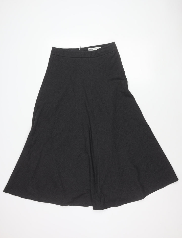 Zara Women Black A-Line Skirt Size 12 Knee Length Workwear