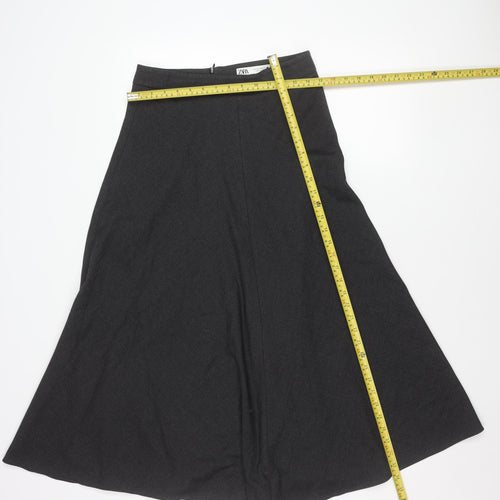 Zara Women Black A-Line Skirt Size 12 Knee Length Workwear