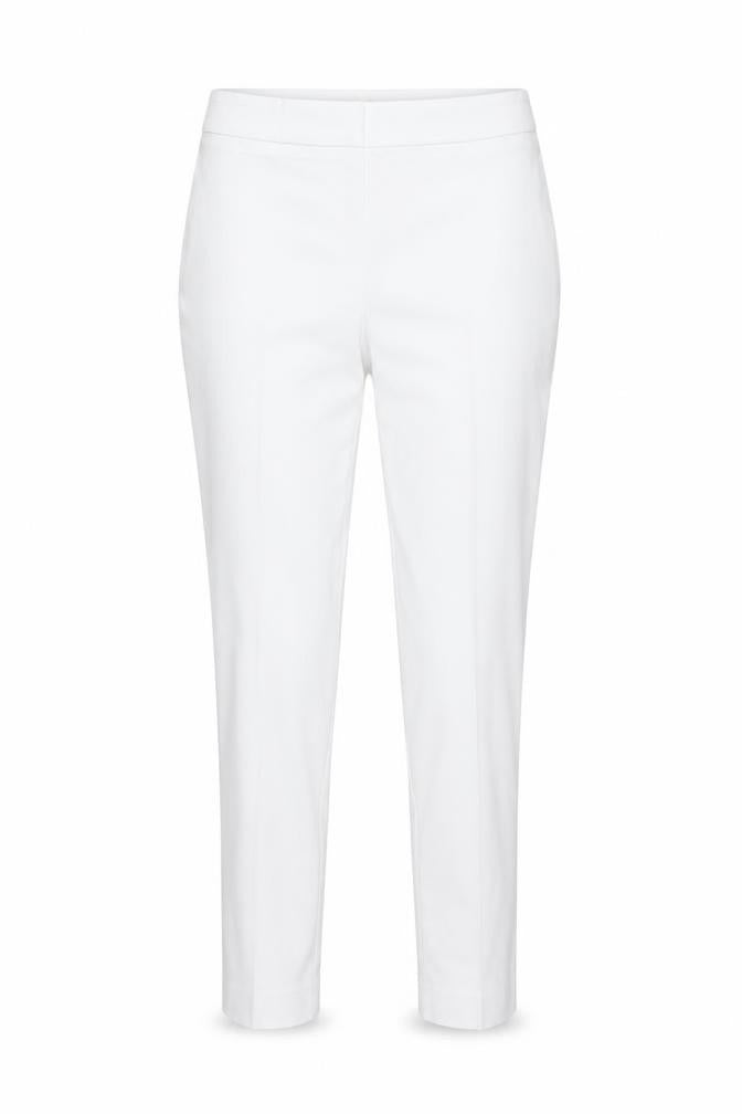 Front view of Savida women’s white slim fit trousers, size UK 12, cotton blend