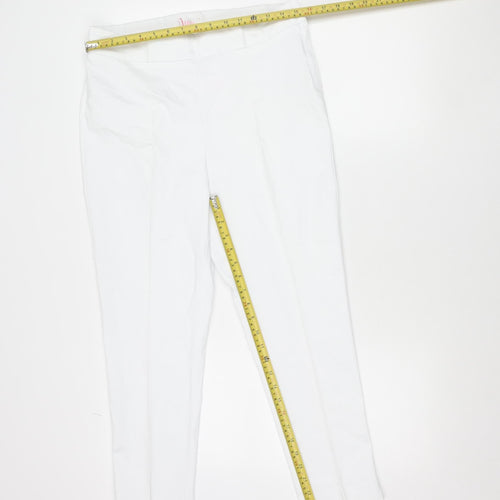 Savida Womens White Slim Fit Trousers Size 12 Cotton Blend
