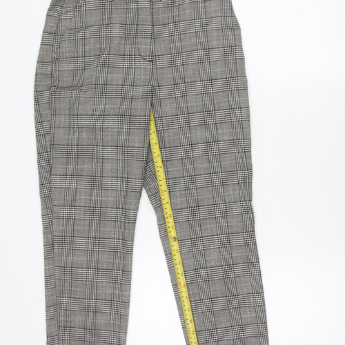 H&M Women Grey Check Slim Chino Trousers Size 10