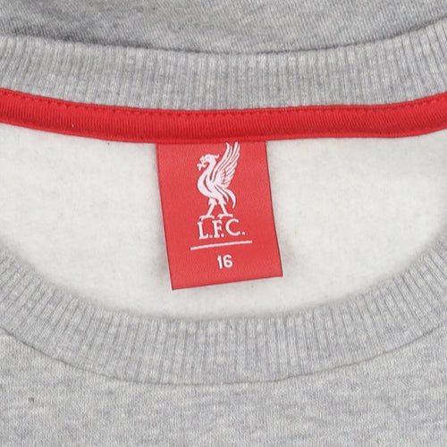 LFC Boys Grey Sweatshirt 16 Years Crew Neck Long Sleeve Logo Pullover