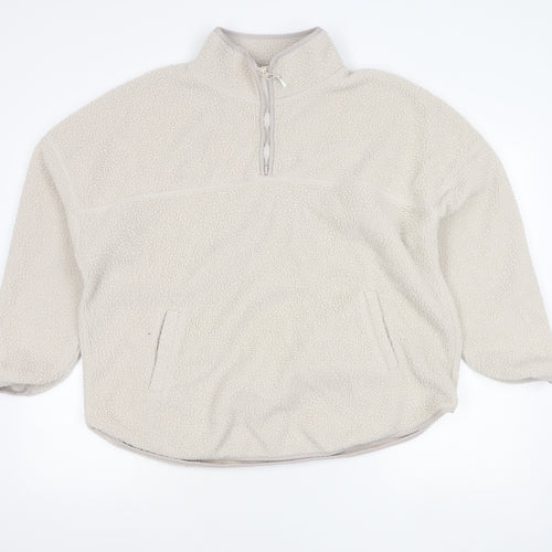 Dunnes Stores Women Ivory Fleece 1/4 Zip Sweatshirt Size L