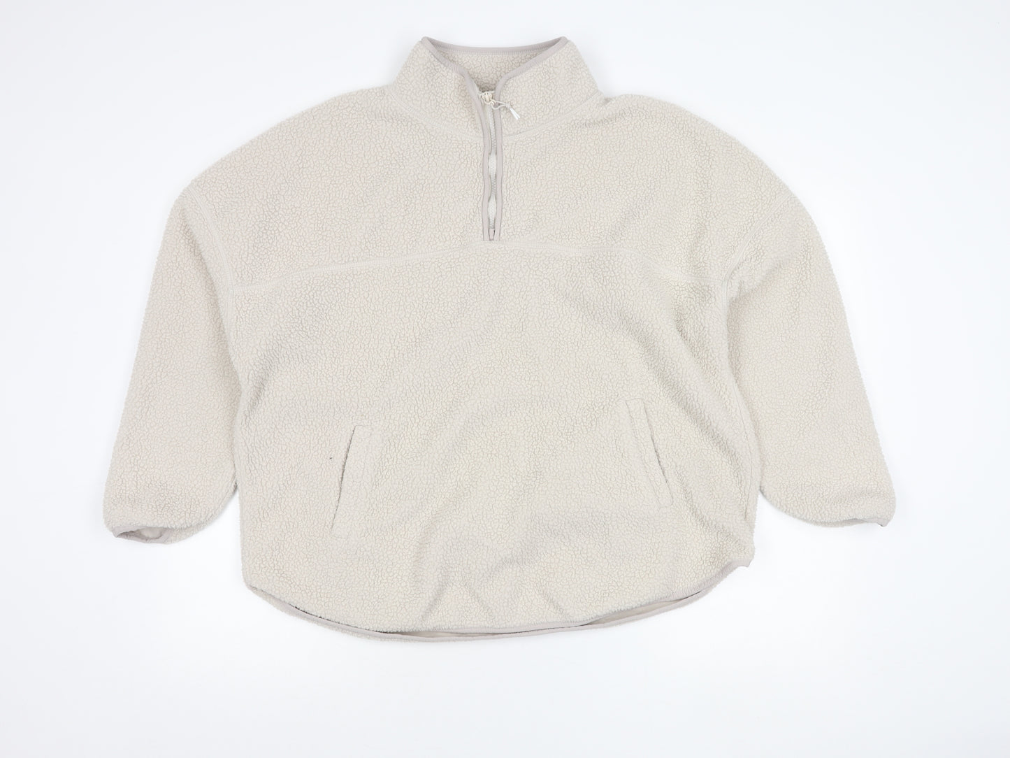 Dunnes Stores Women Ivory Fleece 1/4 Zip Sweatshirt Size L