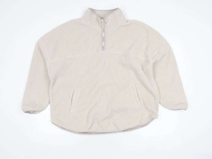 Dunnes Stores Women Ivory Fleece 1/4 Zip Sweatshirt Size L