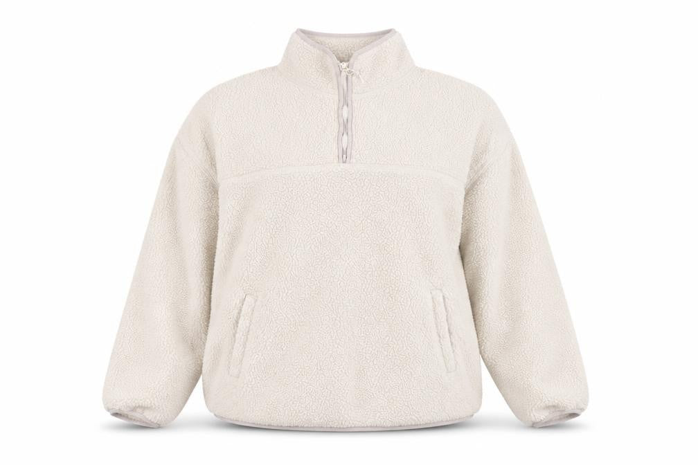 Dunnes Stores Women Ivory Fleece 1/4 Zip Sweatshirt Size L