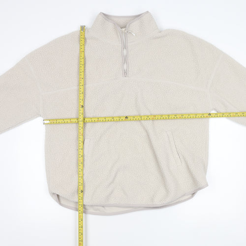 Dunnes Stores Women Ivory Fleece 1/4 Zip Sweatshirt Size L