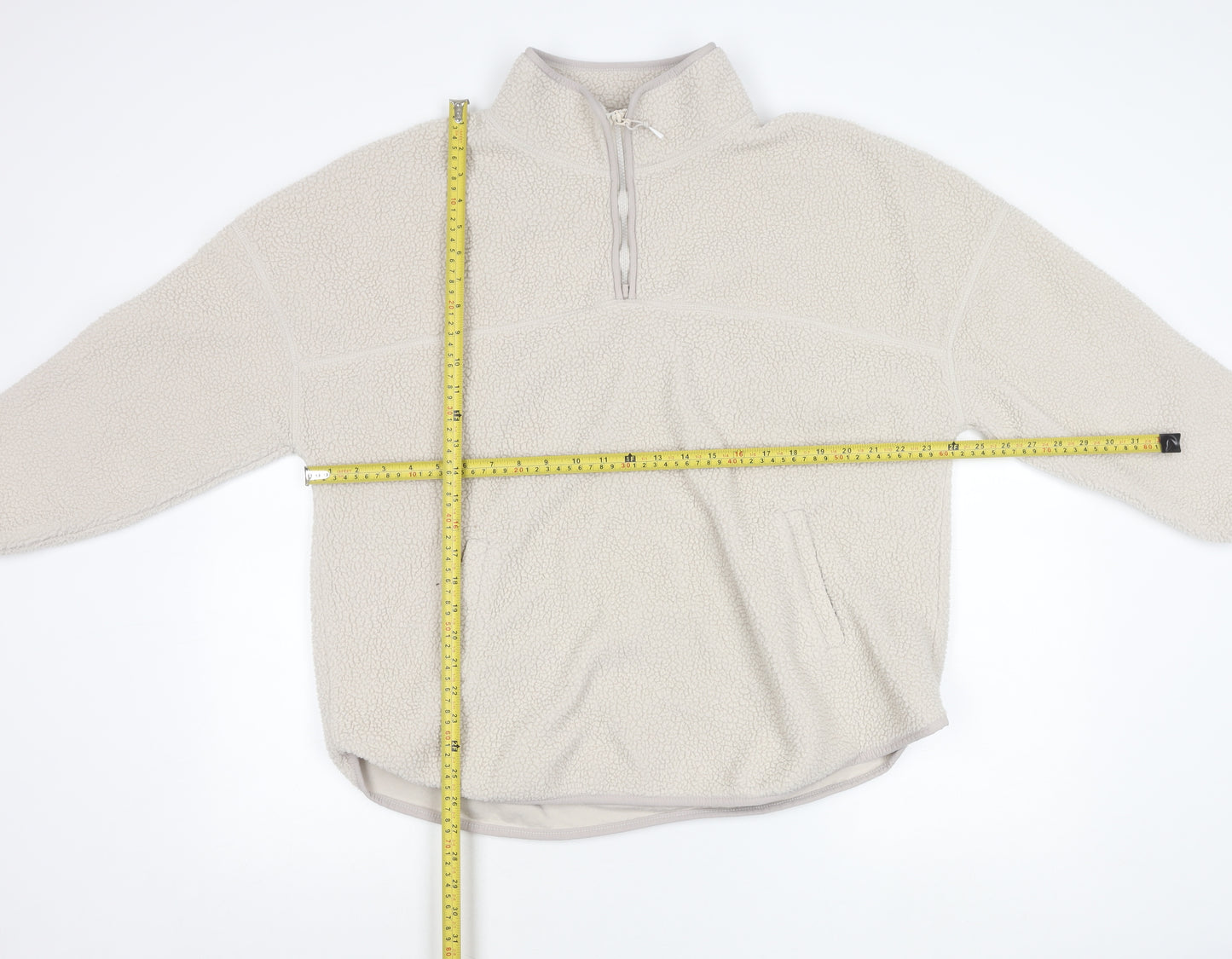 Dunnes Stores Women Ivory Fleece 1/4 Zip Sweatshirt Size L