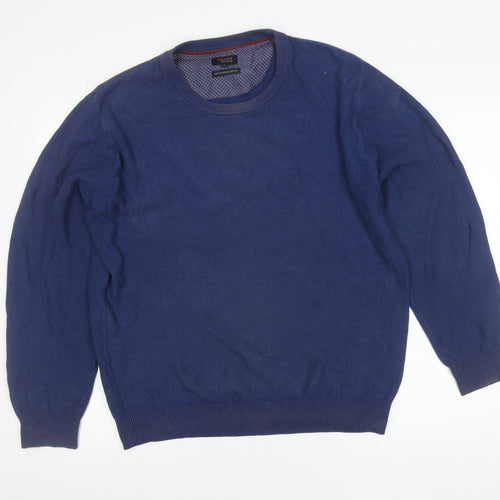 Tricot Denim Mens Blue Cotton Crew Neck Pullover Jumper Size M