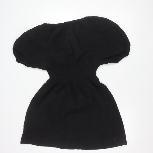 Marks and Spencer Womens Black Cotton Puff Sleeve Smocked Dress Size 10