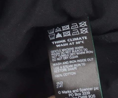 Marks and Spencer Womens Black Cotton Puff Sleeve Smocked Dress Size 10