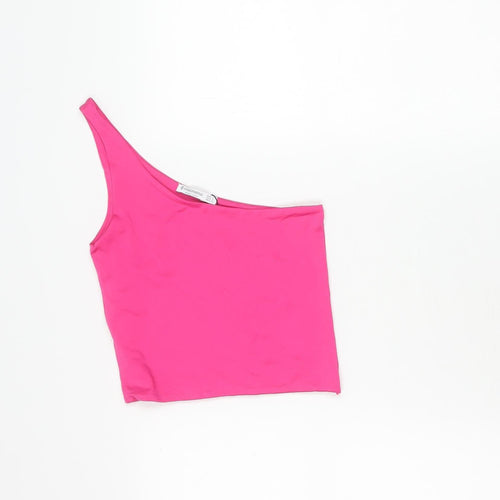 Stradivarius Women’s Pink One Shoulder Tank Top Size 6 Slim Fit