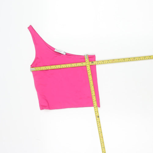 Stradivarius Women’s Pink One Shoulder Tank Top Size 6 Slim Fit
