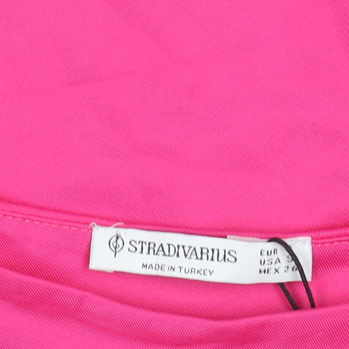 Stradivarius Women’s Pink One Shoulder Tank Top Size 6 Slim Fit