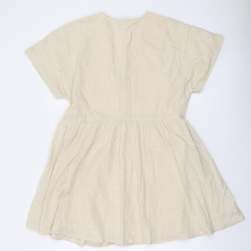 In The Style Women’s Beige Cotton Short Button Dress Size 6